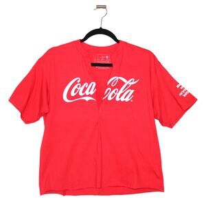 Coca Cola Cropped Cutoff V-Neck Top Size Medium